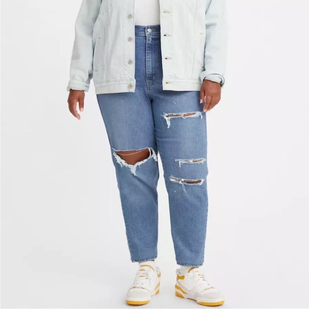 LEVI’S High Rise Distressed MOM Denim Jeans blue Womens size 18 W